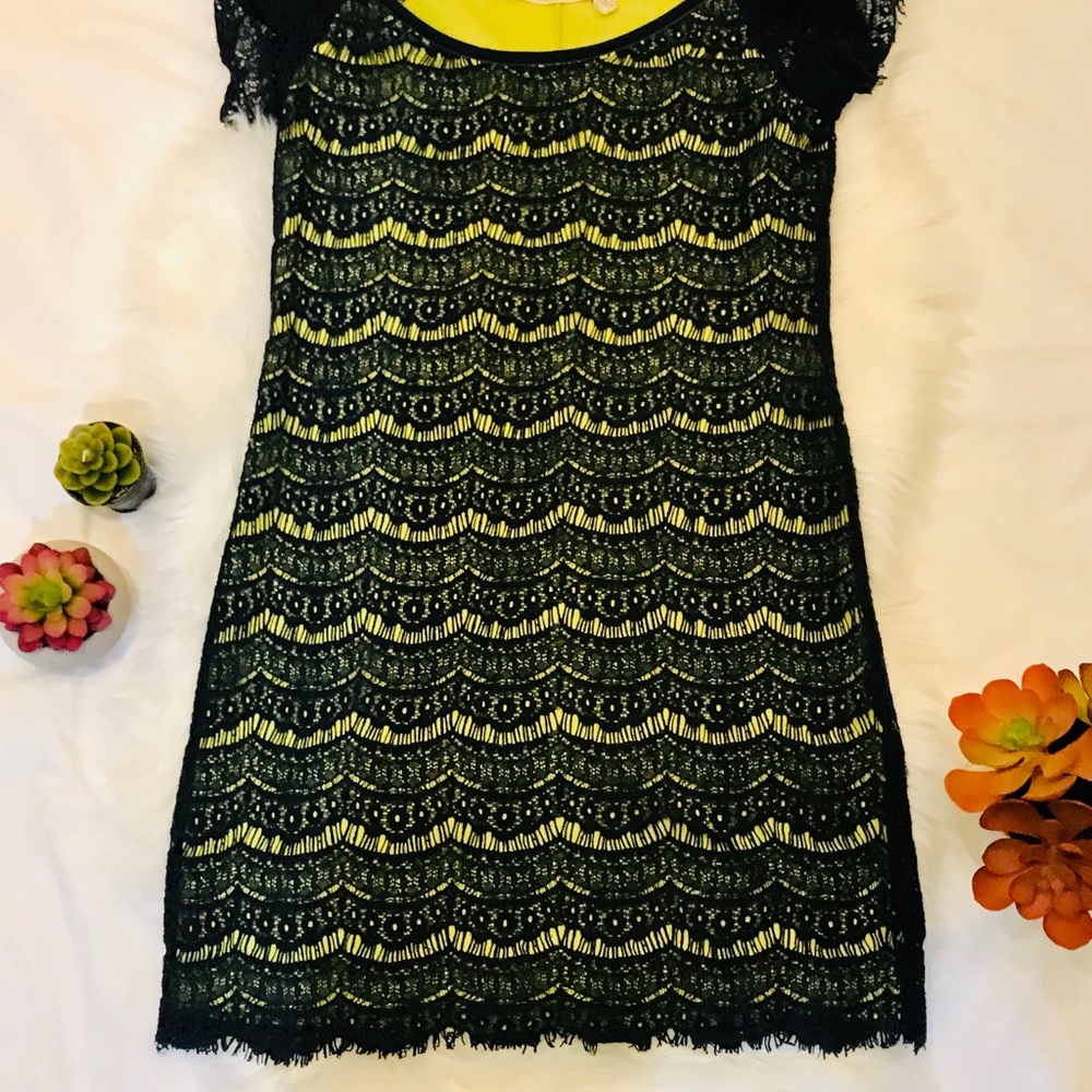 Lime Green Blue Dress Eyelash Lace